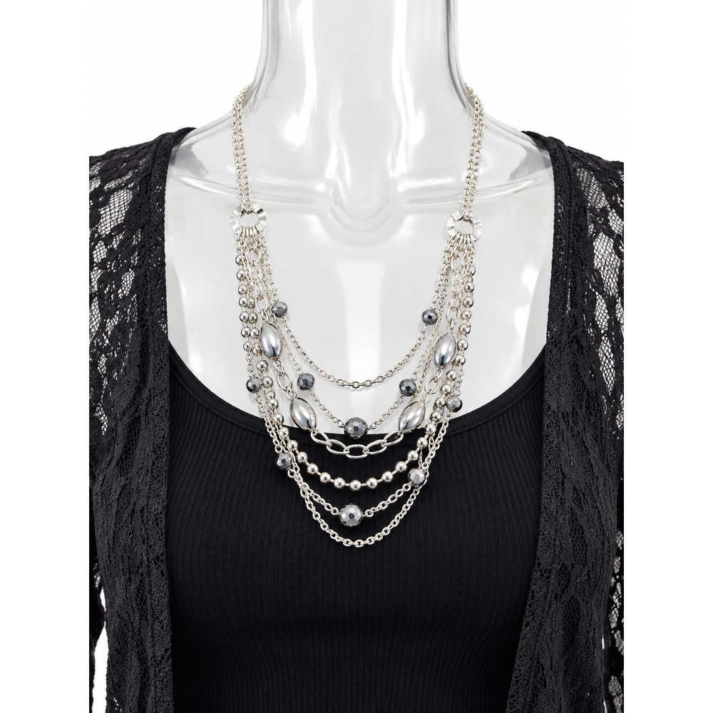 Milor Italy Stainless Steel Multi-Chain Tiered Festoon Necklace VTG SKUJ131